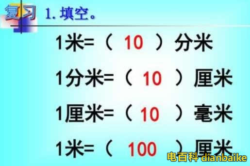 一米等于多少厘米多少分米和多少毫米？1公分等于多少厘米？長度單位換算