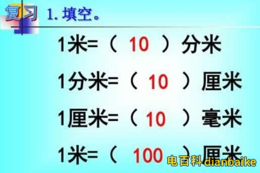 一米等于多少厘米多少分米和多少毫米？1公分等于多少厘米？長度單位換算